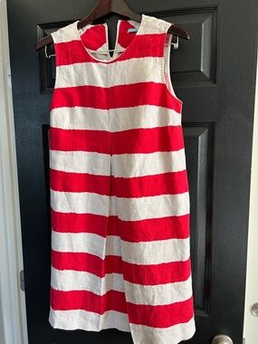 J. McLaughlin Red and White Striped Sleeveless Dress
